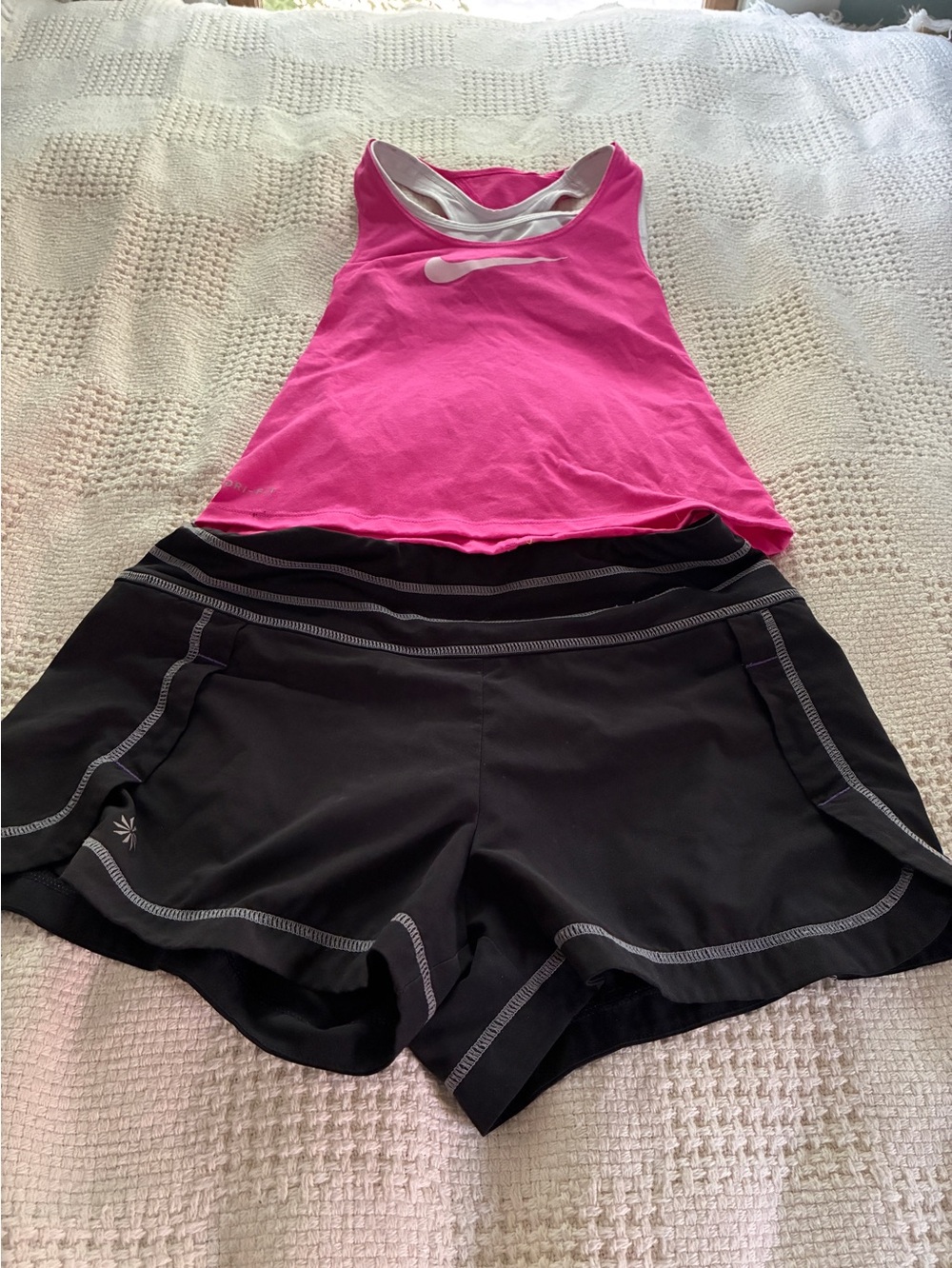 Athleta shorts black and Nike Dri-Fit tank top hot pink Size XS